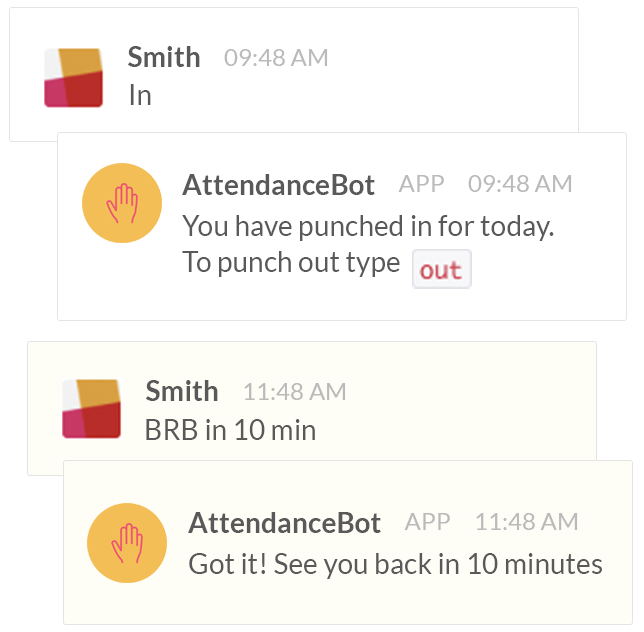 time tracking with attendancebot