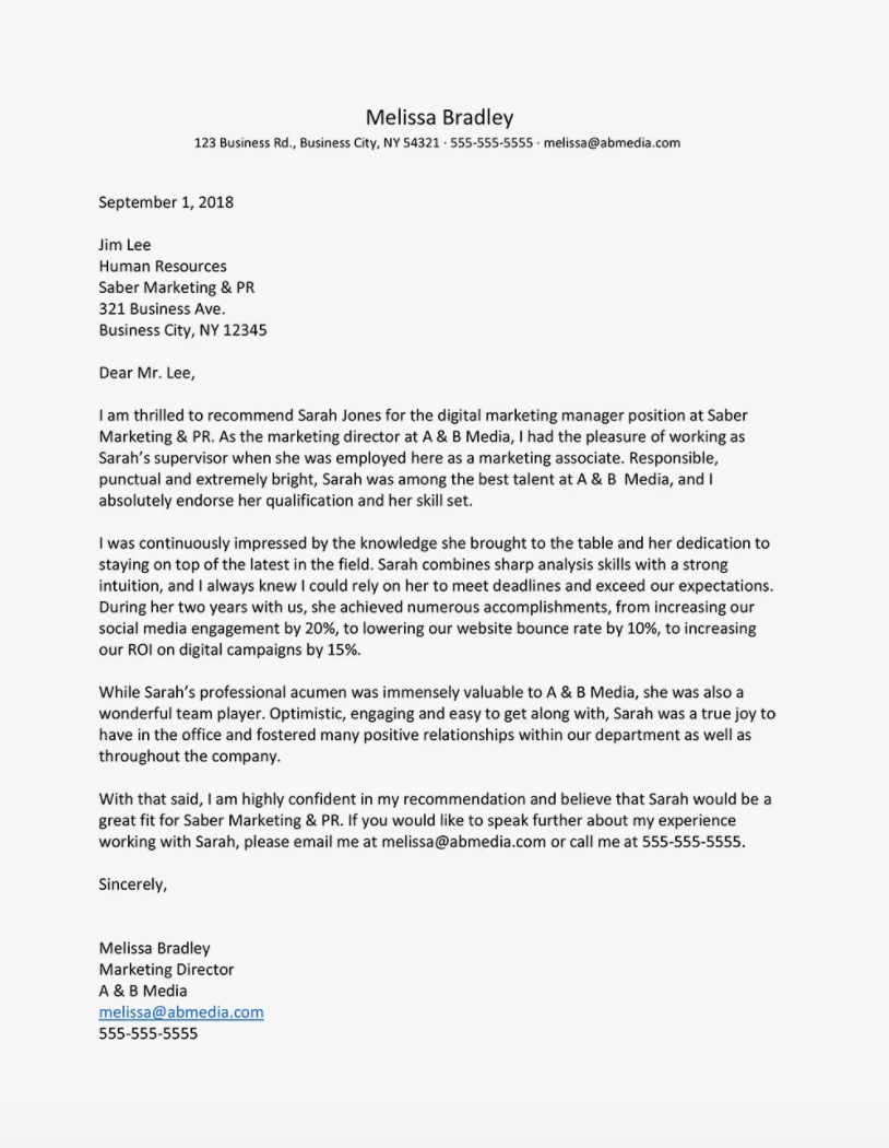 Letter Of Recommendation For Employment Samples from blog.attendancebot.com