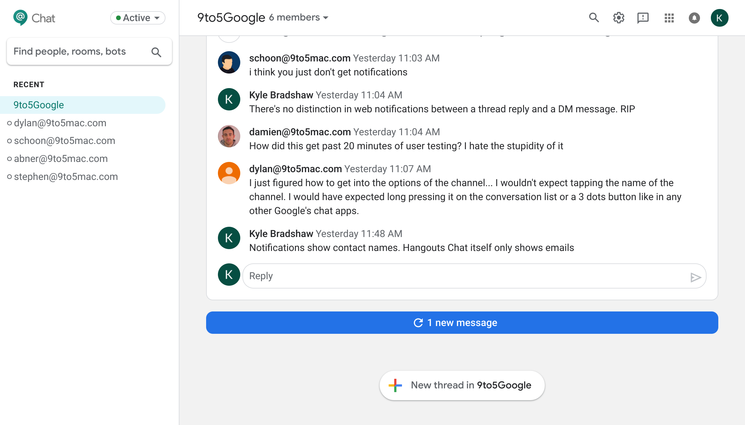 Google chat rooms
