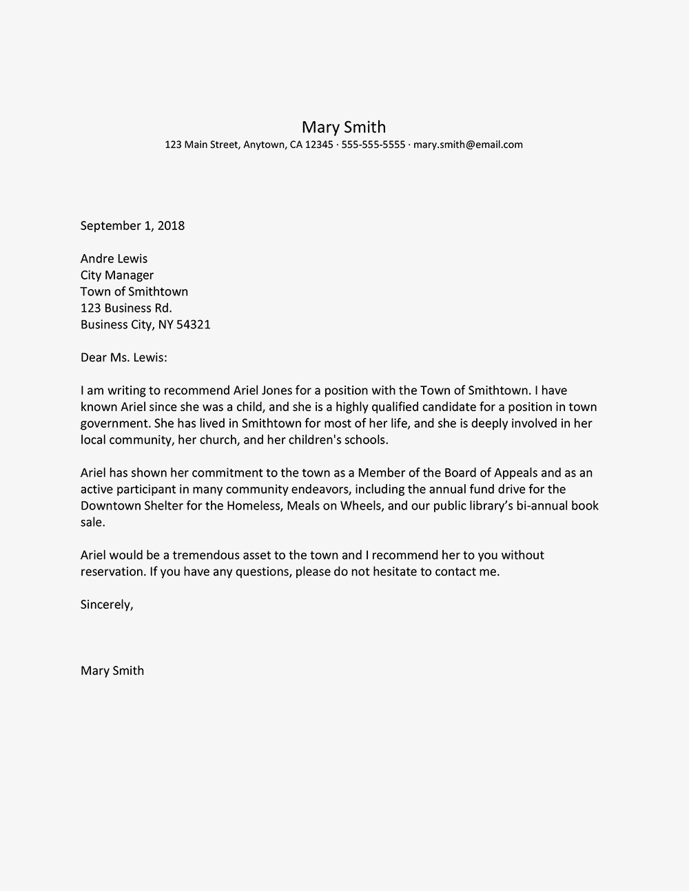 Work Reference Letter Format