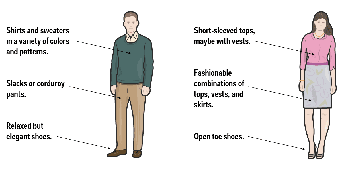 Leaflet telegram fire Quick Guide to Business Casual Attire with important Do's and Don'ts