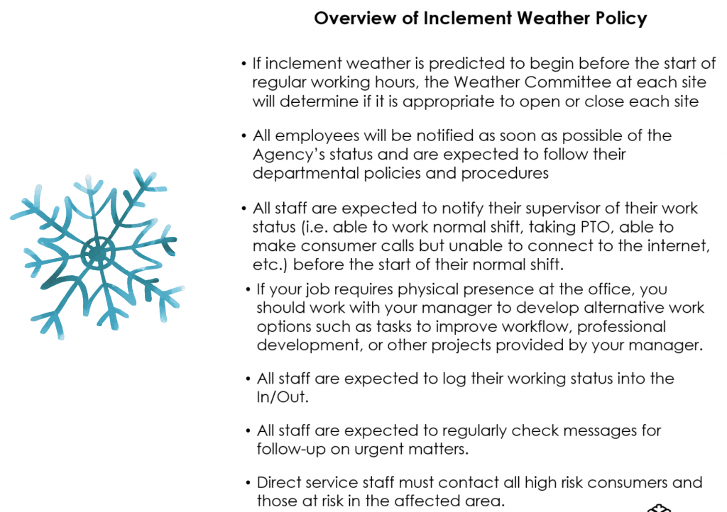 Inclement Weather Policy Sample