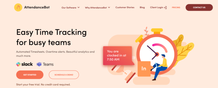 time tracking with attendancebot